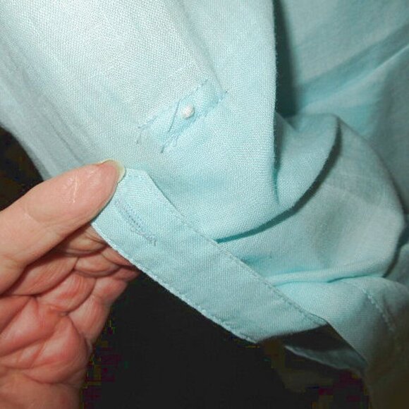 Symple 100% Linen Top Size M Tunic Button Up High Low Lagenook Beachy Coastal - Picture 8 of 12